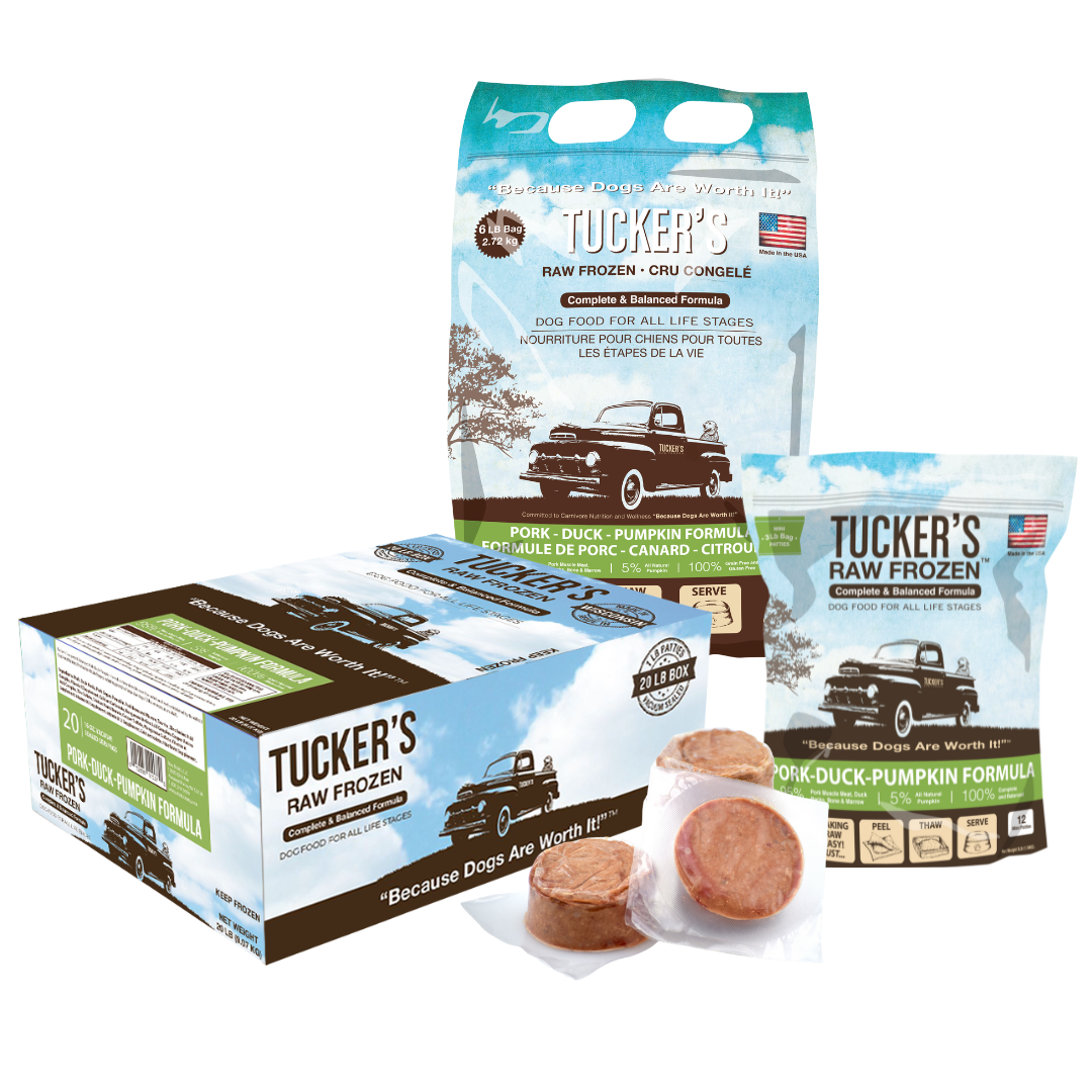 Raw pork and duck diet for dogs