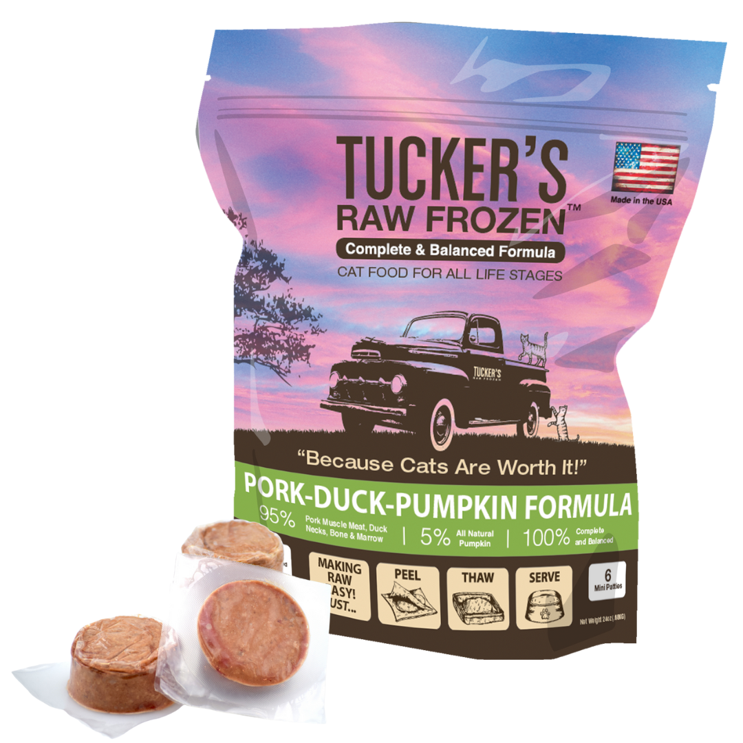 Raw pork and duck food for cats