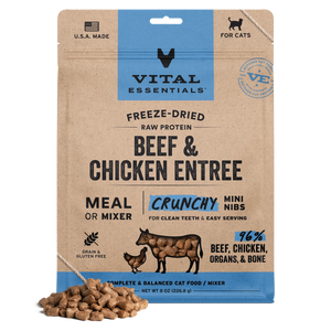 Vital Essentials Cat FD Beef & Chicken Mini Crunchy Nibs 12oz