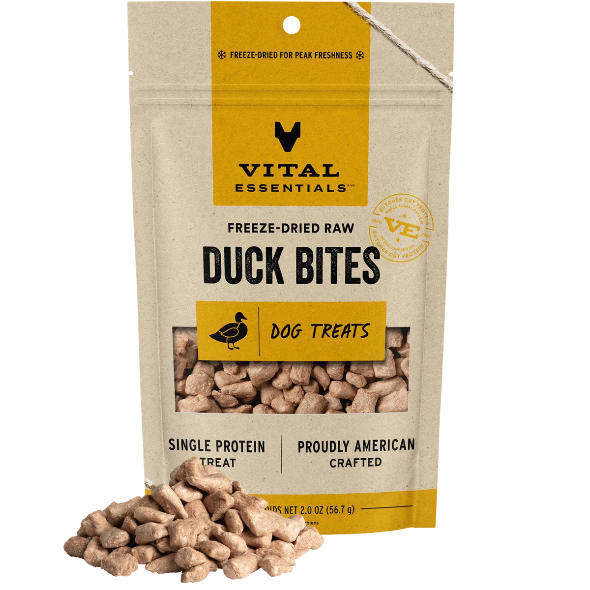 Vital Essentials Dog Freeze Dried Duck Bites Treats 2oz