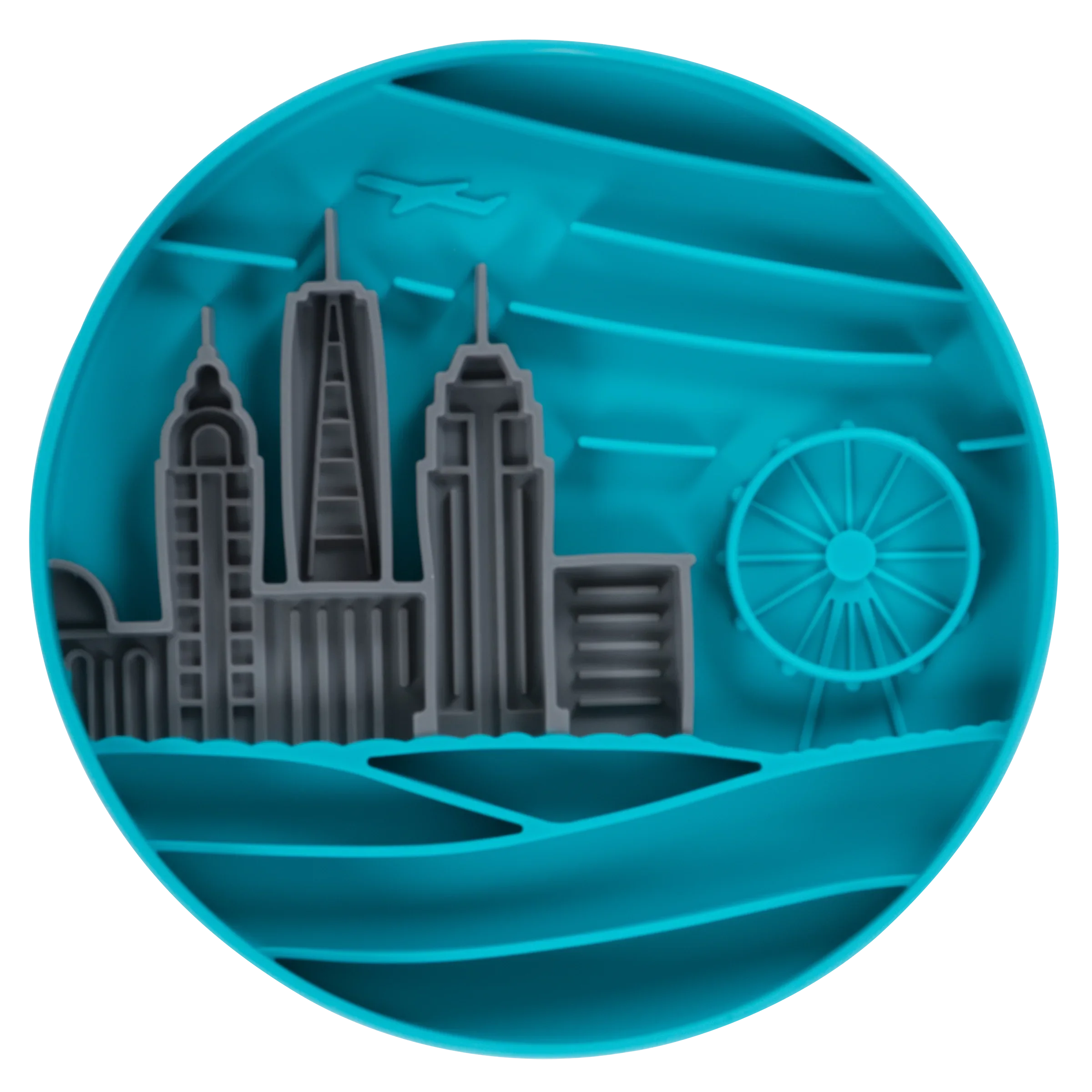 Urban City Scene 8" Silicone Therapeutic Dog Lick Bowl-Interactive Dog Feeder