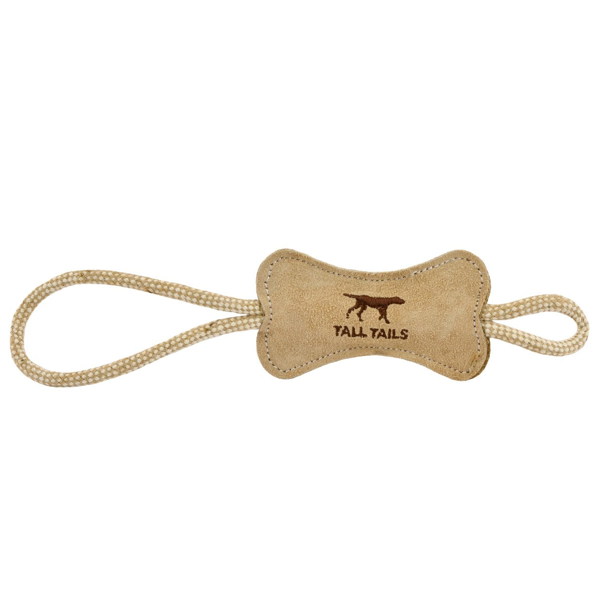 Natural Leather Bone Tug Dog Toy