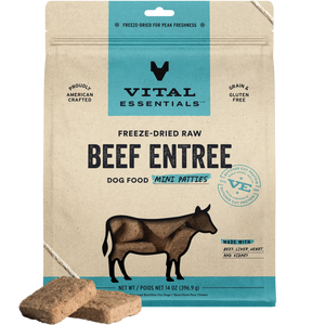 Vital Essentials Dog Freeze Dried Mini Beef Patties 14oz
