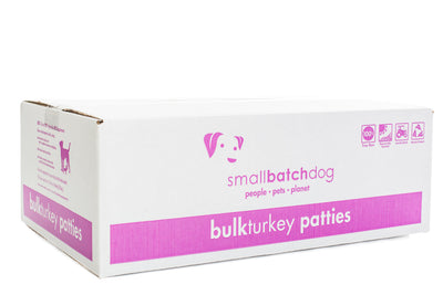 Small Batch 8z Turkey Patties Raw Frozen Dog Food BULK 18lbs, 36 Count