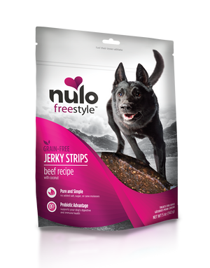 Nulo Freestyle Jerky Strips Beef with Coconut Recipe Dog Treats 5z freeshipping - The Good Dog Store