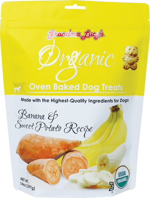 GRANDMA LUCY'S ORGANIC OVEN BAKED BANANA AND SWEET POTATO FLAVOR DOG TREATS 14oz freeshipping - The Good Dog Store