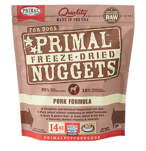 PRIMAL NUGGETS 14OZ RAW FREEZE-DRIED CANINE PORK FORMULA freeshipping - The Good Dog Store