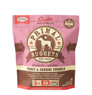 PRIMAL NUGGETS 3LB RAW FROZEN CANINE TURKEY & SARDINE FORMULA (PICK UP IN STORE ONLY) freeshipping - The Good Dog Store