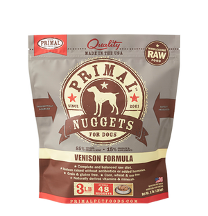 PRIMAL NUGGETS 3LB RAW FROZEN CANINE VENISON FORMULA (PICK UP IN STORE ONLY) freeshipping - The Good Dog Store