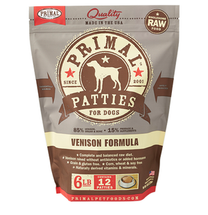 PRIMAL PATTIES 6LB RAW FROZEN CANINE VENISON FORMULA (PICK UP IN STORE ONLY) freeshipping - The Good Dog Store