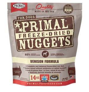 PRIMAL NUGGETS 14OZ RAW FREEZE-DRIED CANINE VENISON FORMULA freeshipping - The Good Dog Store