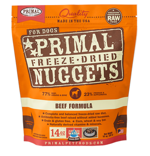 PRIMAL NUGGETS 14OZ RAW FREEZE-DRIED CANINE BEEF FORMULA freeshipping - The Good Dog Store