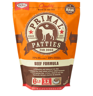 PRIMAL PATTIES 6LB RAW FROZEN CANINE BEEF FORMULA (PICK UP IN STORE ONLY) freeshipping - The Good Dog Store