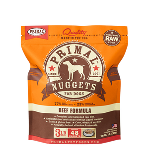 PRIMAL NUGGETS 3LB RAW FROZEN CANINE BEEF FORMULA (PICK UP IN STORE ONLY) freeshipping - The Good Dog Store