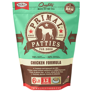 PRIMAL PATTIES 6LB RAW FROZEN CANINE CHICKEN FORMULA (PICK UP IN STORE ONLY) freeshipping - The Good Dog Store