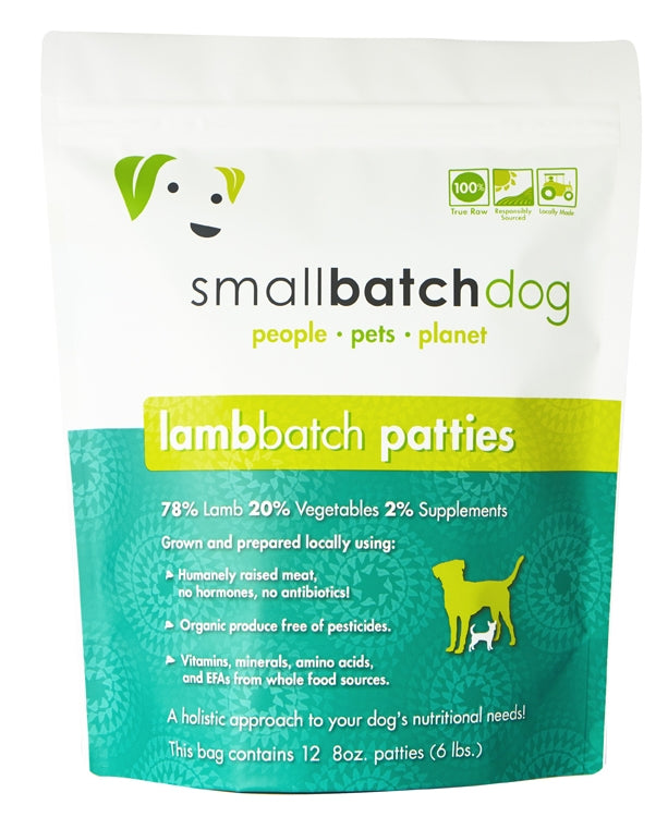Small Batch 8z Lamb Patties Raw Frozen Dog Food 6lbs freeshipping - The Good Dog Store
