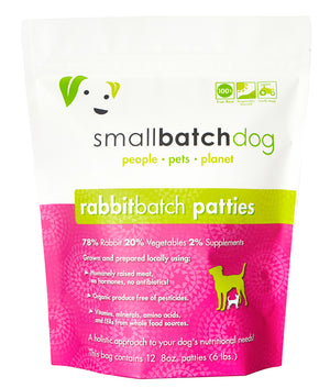 Small Batch 8z Rabbit Patties Raw Frozen Dog Food 6lb freeshipping - The Good Dog Store