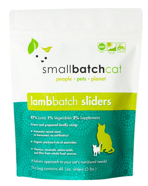 Small Batch 1z Lamb Sliders Raw Frozen Cat Food 3lbs freeshipping - The Good Dog Store