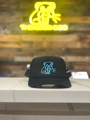 “The Good Dog” Trucker hat Black and Baby Blue
