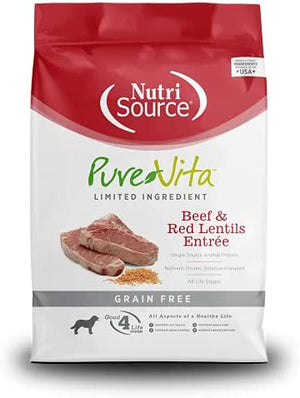 Nutri Source Pure Vita Grain Free Beef & Red Lentils, 5-Pound